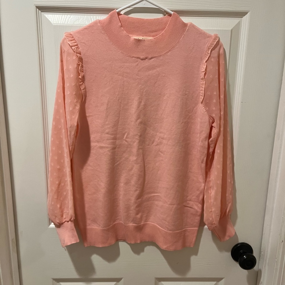 Light pink long sleeve with heart details on sleeves new WOT